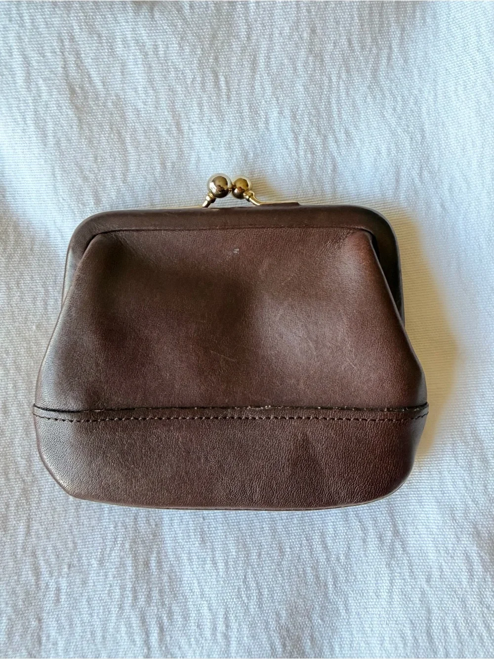 Coach Vintage Brown Leather Kiss-Lock Coin Purse